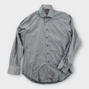 Thomas Dean Shirt Mens Large Button Up Blue Plaid Collared Long Sleeve